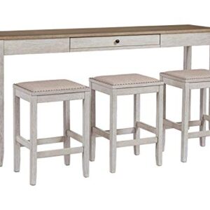 Signature Design by Ashley Skempton 4 Piece Counter Height Dining Set, Includes Table and 3 Barstools, Whitewash