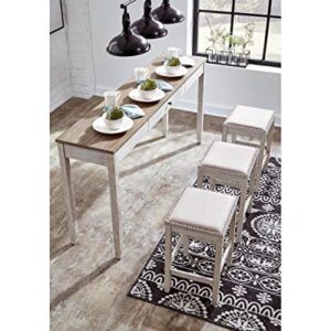 Signature Design by Ashley Skempton 4 Piece Counter Height Dining Set, Includes Table and 3 Barstools, Whitewash