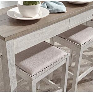 Signature Design by Ashley Skempton 4 Piece Counter Height Dining Set, Includes Table and 3 Barstools, Whitewash