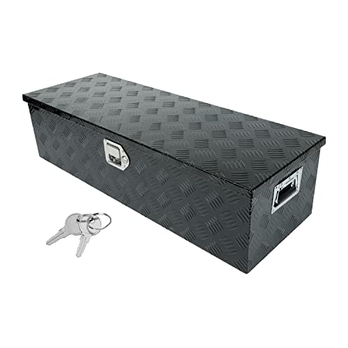 LucaSng 39"X13"X10" Black Aluminum Heavy Duty Pick Up Truck Truck Bed Tool Box Trailer Storage Tool Box w/Lock & Keys