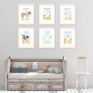Andaz Press Farm Animals Theme Nursery Kids Bedroom Hanging Wall Art Decor, 8.5x11-inch, Watercolor Sky, Bible Christian Verses, Cow Duck Chicken Pig Lamb Sheep, 6-Pack, Unframed Room Poster