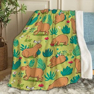 artblanket cute capybara throw blanket fannel fleece super soft funny blanket travel throw blanket for bed couch sofa 80 x 60 inch for adult