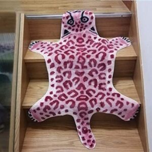 Pink Leopard Print Area Rug Faux Cowhide Cheetah Fur Skin Carpet Non-Slip Animal Printed Area Rug Throw Rugs Floor Carpet for Door Mat Bedrooms Room Decor (3.3x2.95Ft, Pink Leopard)