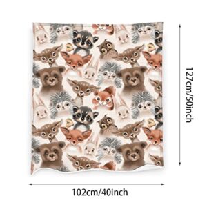JASMODER Squirrel Bear Fox Cute Forest Animals Throw Blanket Warm Ultra-Soft Micro Fleece Blanket for Bed Couch Living Room
