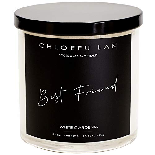 Chloefu LAN White Gardenia Scented Candles,Luxury Candle for Home Scented,Candle Gifts for Women, Paraffin-Grade Wax Candle with up to 100 Hour Burn Time, Large Jar,14.1oz