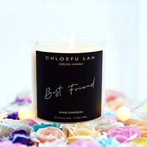 Chloefu LAN White Gardenia Scented Candles,Luxury Candle for Home Scented,Candle Gifts for Women, Paraffin-Grade Wax Candle with up to 100 Hour Burn Time, Large Jar,14.1oz