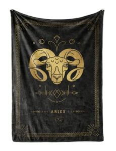 innobeta aries gifts zodiac astrology sign bed flannel blanket throws, birthday for women men, constellation gifts for friends, girlfriend, wife (50″x 65″)