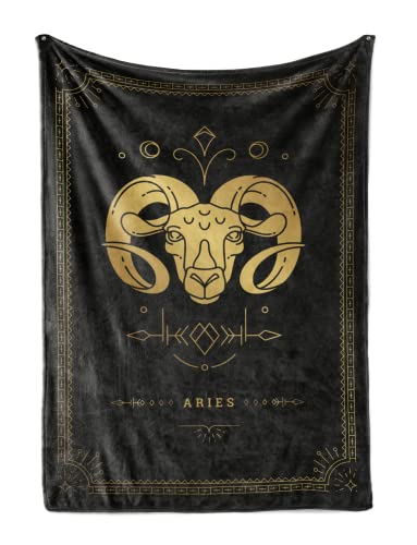 InnoBeta Aries Gifts Zodiac Astrology Sign Bed Flannel Blanket Throws, Birthday for Women Men, Constellation Gifts for Friends, Girlfriend, Wife (50"x 65")