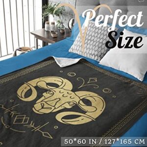 InnoBeta Aries Gifts Zodiac Astrology Sign Bed Flannel Blanket Throws, Birthday for Women Men, Constellation Gifts for Friends, Girlfriend, Wife (50"x 65")
