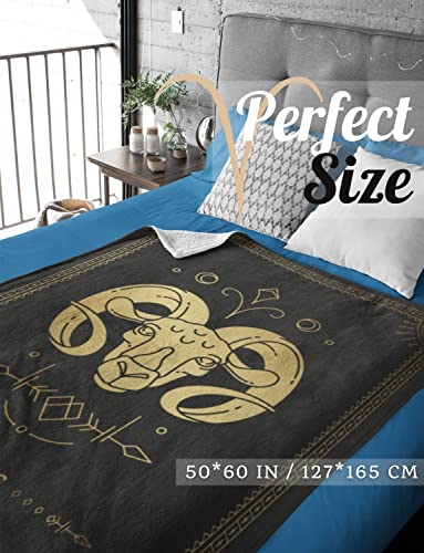 InnoBeta Aries Gifts Zodiac Astrology Sign Bed Flannel Blanket Throws, Birthday for Women Men, Constellation Gifts for Friends, Girlfriend, Wife (50"x 65")