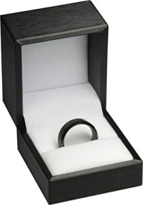 ring box for wedding proposal engagement for men women luxury soft touch black pu leather ring jewelry gift holder box size 2.5?(w)2.5?(d)2?(h), lsrk-us-1, black pu ring box