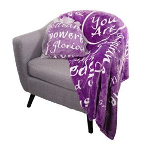 blankiegram you are awesome throw blanket – made with warm, soft, fuzzy fleece for extra comfort – unique gifts for men and women – quotes for admiration, gratitude, and friendship (purple)