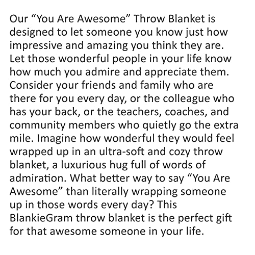 BlankieGram You are Awesome Throw Blanket - Made with Warm, Soft, Fuzzy Fleece for Extra Comfort - Unique Gifts for Men and Women - Quotes for Admiration, Gratitude, and Friendship (Purple)