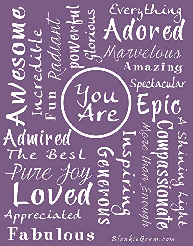 BlankieGram You are Awesome Throw Blanket - Made with Warm, Soft, Fuzzy Fleece for Extra Comfort - Unique Gifts for Men and Women - Quotes for Admiration, Gratitude, and Friendship (Purple)