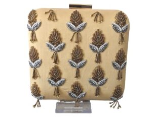 square box clutch, crossbody bag, bridal clutch purse, wedding bag, evening bag with detachable shoulder chain (gold)