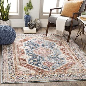 artistic weavers brogan vintage rustic area rug,7’10” x 10’3″,blue/rust