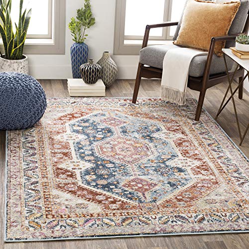 Artistic Weavers Brogan Vintage Rustic Area Rug,7'10" x 10'3",Blue/Rust