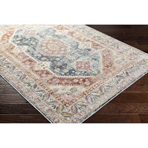 Artistic Weavers Brogan Vintage Rustic Area Rug,7'10" x 10'3",Blue/Rust