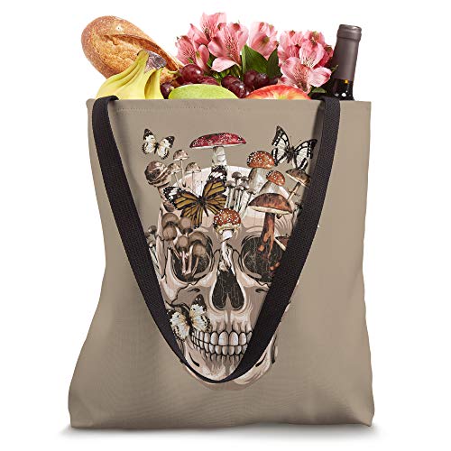 Mushroom Clothing Mushroom Collector Skull Graphic Gift Tote Bag