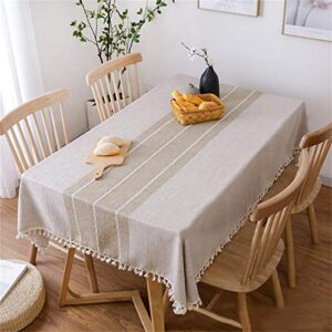 vonabem table cloth tassel cotton linen table cover for kitchen dinning wrinkle free tablecloths rectangle/oblong (58”x86”, 6-8 seats, coffee)