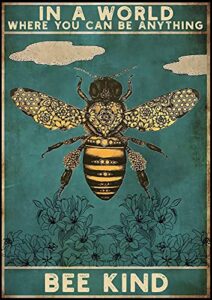 retro metal tin sign kind posters floral art posters of bees art posters on the wall metal tin sign/metal plaque metal sign retro vintage metal 8 x 12 inch