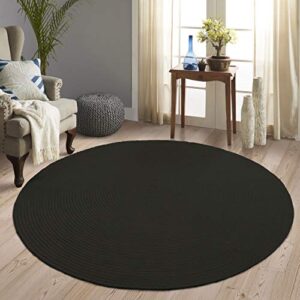 superior reversible braided indoor/outdoor area rug, 6′ round, black
