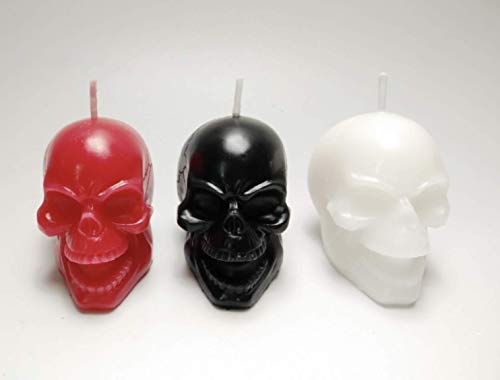 7-Star Skull Candle 3 Pack Horror and Novelty Decor, Home Decorative Themed Candles for Halloween, Birthday Candle Gifts, Scary Christmas Party Accessories, White - Red - Black