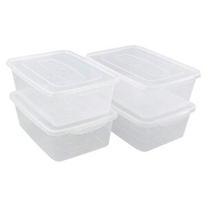 easymanie 4-pack plastic containers with lids, 14 quart clear storage box