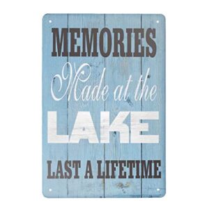 mallony vintage tin sign memories made at the lake lake sign metal sign for plaque poster cafe home bar coffee wall art gift 11.8 x 7.8 inch