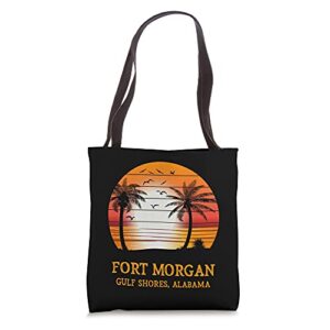 fort morgan gulf shores alabama vintage sunset retro summer tote bag