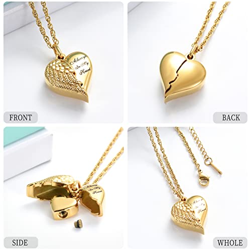 shajwo Cremation Jewelry Angel Wing Heart Urn Necklaces for Ashes Memorial Keepsake Pendant for Women Men,Mom