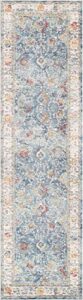 pasargad home heritage collection polypropyle & polyester l. blue / beige patterned living room bedroom dining home office area rug 2′ 6″ x 10′ 0″