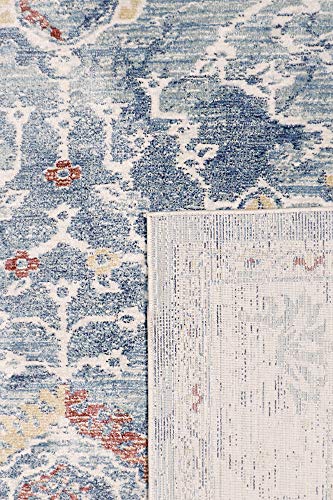 Pasargad Home Heritage Collection Polypropyle & Polyester L. Blue / Beige Patterned Living Room Bedroom Dining Home Office Area Rug 2' 6" X 10' 0"