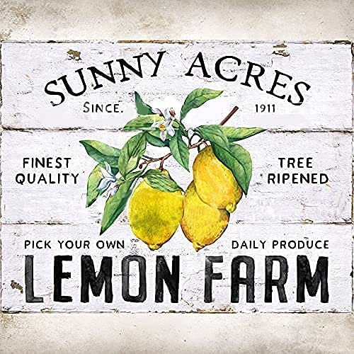 HOUVSSEN Metal Sign Lemon Farm Logo Farmhouse Lemon Wall Art Poster Home Decoration Sign Wall Decoration 8x12 inch