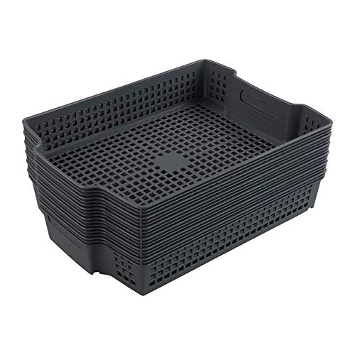 Zerdyne Gray Plastic Stackable Paper Storage Basket Tray, 6 Packs