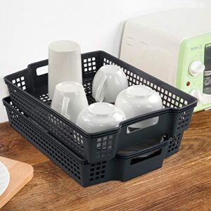 Zerdyne Gray Plastic Stackable Paper Storage Basket Tray, 6 Packs