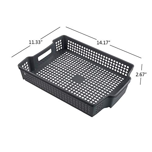 Zerdyne Gray Plastic Stackable Paper Storage Basket Tray, 6 Packs