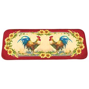 collections etc rooster & sunflowers non-slip braided kitchen runner rug