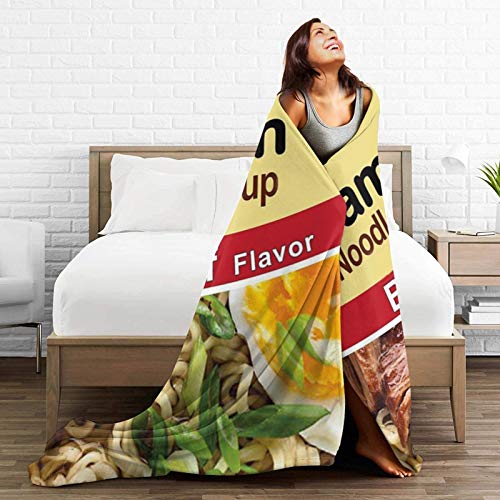 Jikokuten Ramen Noodle Soup Beef Flavor New Super Soft Flannel Blanket Lightweight and Comfortable Luxury Blanket Warm Bed Sofa Office Camping (Large (80 in x 60 in))