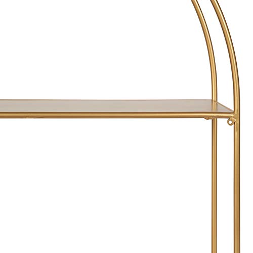 Kate and Laurel Monroe Glam Arch Shelf, 24 x 26, Gold, Modern Geometric Shelf for Wall