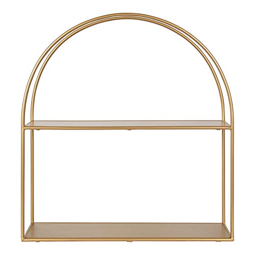 Kate and Laurel Monroe Glam Arch Shelf, 24 x 26, Gold, Modern Geometric Shelf for Wall