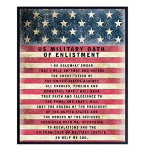 military oath of enlistment – patriotic american flag wall art decor, decoration – gift for soldiers, army, navy, air force, marines, coast guard, veterans, vets-unframed poster print 8×10 photo
