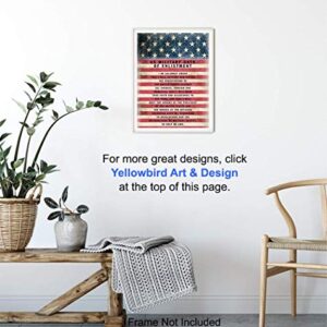 Military Oath of Enlistment - Patriotic American Flag Wall Art Decor, Decoration - Gift for Soldiers, Army, Navy, Air Force, Marines, Coast Guard, Veterans, Vets-UNFRAMED Poster Print 8x10 Photo