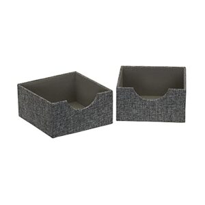 household essentials graphite small square organizer boxes for storage | 2pc set