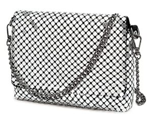 inone evening handbag purse crossbody party wedding nightclub shoulder bag for women – metal sequins silver