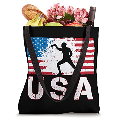 Fencing USA team American flag US Fencers epee men women Tote Bag