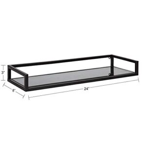 Kate and Laurel Blex Modern Wall Shelf, 24 x 8 x 3, Black, Chic Floating Shelf for Wall Display and Storage