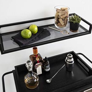 Kate and Laurel Blex Modern Wall Shelf, 24 x 8 x 3, Black, Chic Floating Shelf for Wall Display and Storage