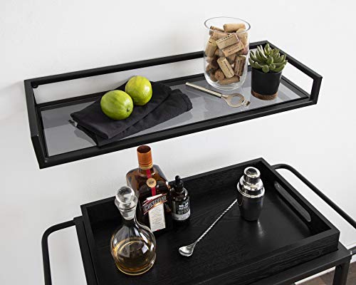 Kate and Laurel Blex Modern Wall Shelf, 24 x 8 x 3, Black, Chic Floating Shelf for Wall Display and Storage