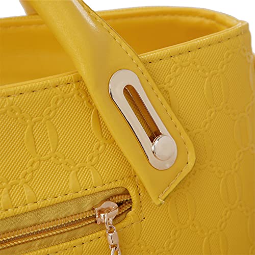 RainboSee 4pcs Set Handbags for Women Fashion Top Handle Shoulder Bag Hobo Shopper Satchels Card Holder Tote Purses Yellow